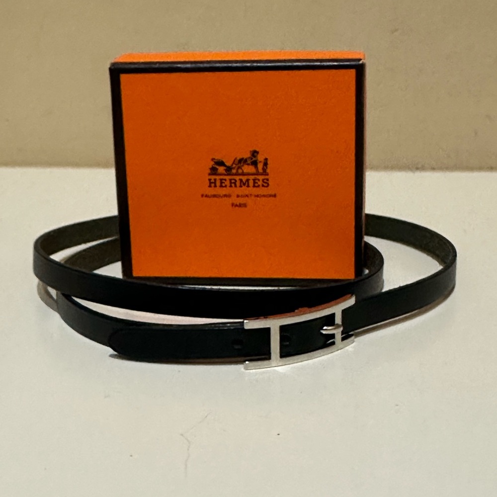 Hermes Behapi Double Tour Black Wrap Bracelet/Choker w/box